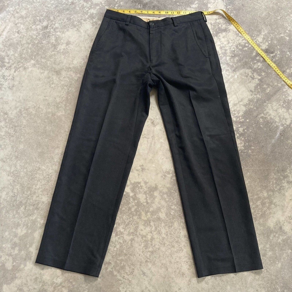 Tommy Bahama Black Wool Blend Trouser Pants Mens Size 34 Flat Front